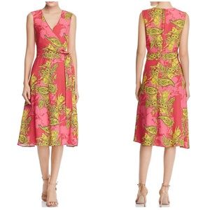 KOBI HALPERIN Brynn Pink Print Faux-Wrap Dress